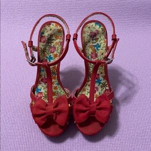 Cherry red heels with bow